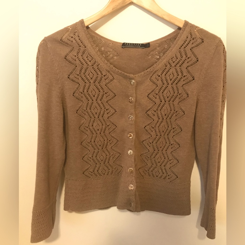 Cropped Brown Cotton Cardigan